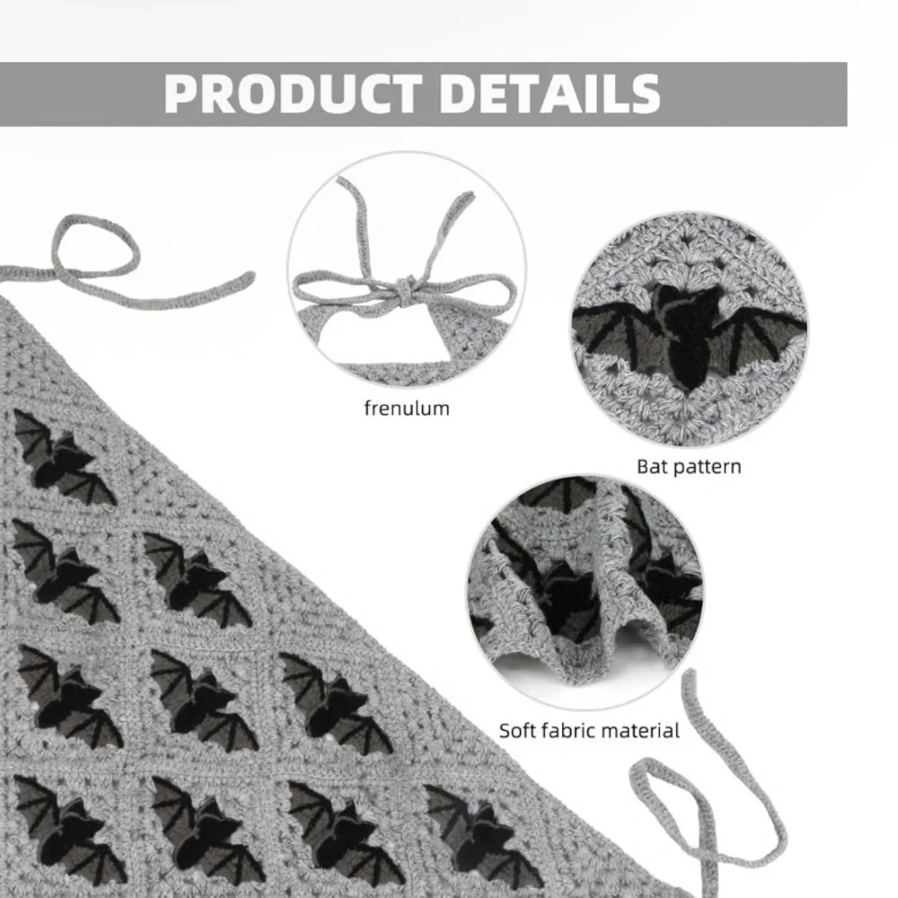 Gray Bat Pattern Bandana - Picture 3 of 4
